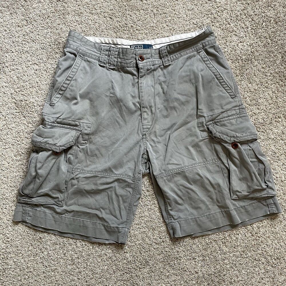 Y2K Polo Ralph Lauren Classic Polo Chino Shorts Mens 33 Gray Cotton